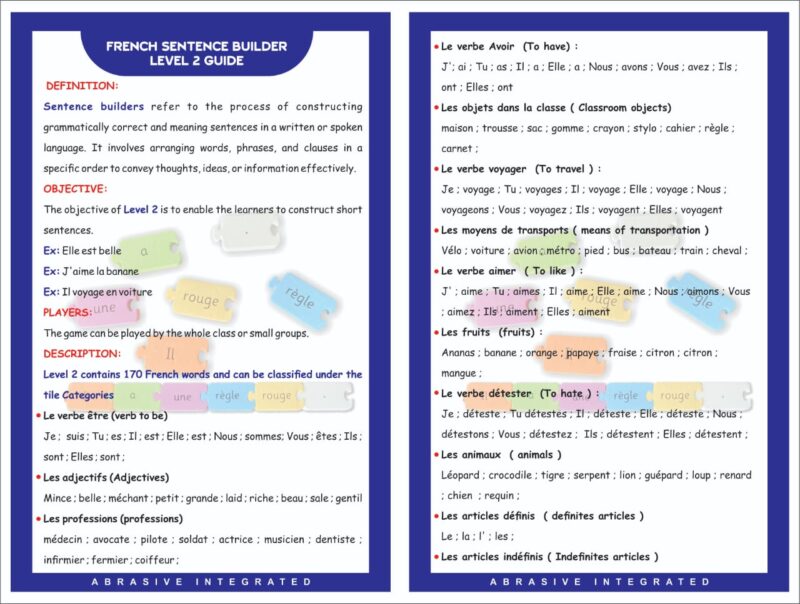 FRENCH SENTENCE BUILDERS-LEVEL 2 - Image 2